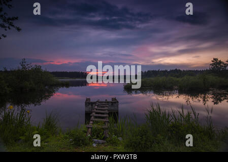 Deutschland, Oberpfalz, Russweiher im Abendlicht Stockfoto