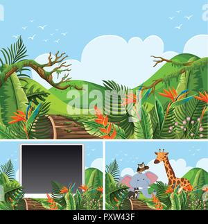 Berg Szenen mit wilden Tieren Abbildung Stock Vektor