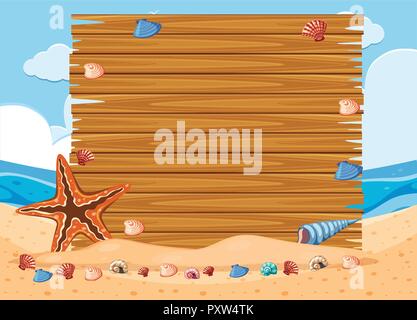 Holz- Board am Strand Abbildung Stock Vektor