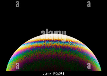 Schimmernde Oberfläche einer Seifenblase, close-up Stockfoto