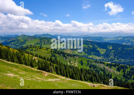 Deutschland, Bayern, Allgaeu, Oberallgaeu, Oberstaufen, Allgäu Alpen, Blick vom Hochgrat, Siplingerkopf und Riedbergerhorn, Nagelfluhkette Stockfoto