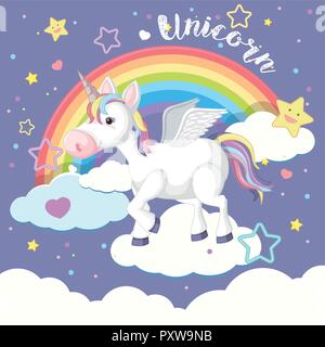 Hintergrund Design mit Einhorn und Rainbow Abbildung Stock Vektor