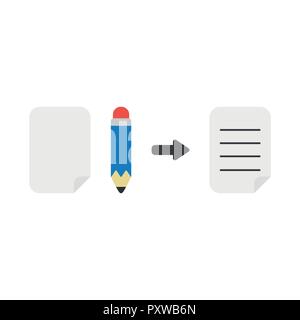 Vector illustration symbol Konzept der leeres Papier, Bleistift und Papier geschrieben. Stock Vektor
