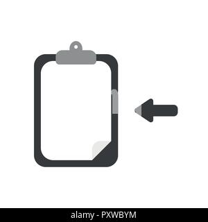 Vector illustration symbol Konzept der Zwischenablage mit leerem Papier und Pfeil. Stock Vektor