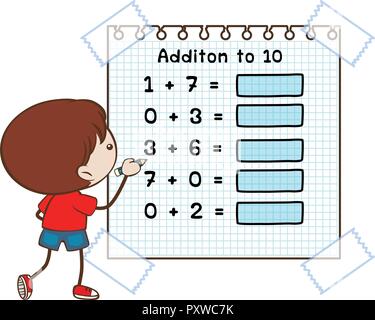Mathe Arbeitsblatt für hinaus Abbildung 10 Stock Vektor