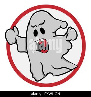 Crazy Halloween Gespenst auf einem Schild, urlaub Vektor Cartoon Illustration Stock Vektor