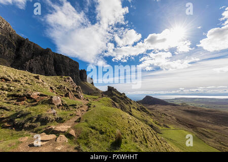 Großbritannien, Schottland, Innere Hebriden, Isle of Skye, Trotternish, Quiraing, touristische Auf Wanderweg Stockfoto