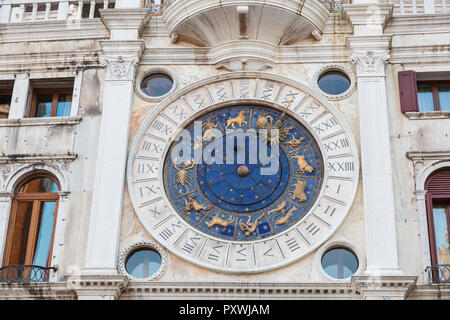 Italien, Venedig, die Astronomische Uhr am Torre dell'Orologio Stockfoto