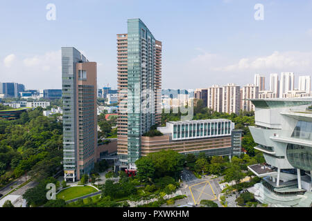 Luftaufnahme von Rochester Condo, Park Avenue Rochester und Rochester Mall in Buona Vista, Singapur Stockfoto