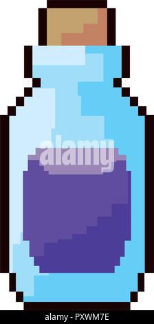 Pixel video game Flasche trank Vector Illustration Stock Vektor