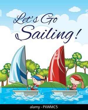 Let's Go Sailing Karte Vorlage Abbildung Stock Vektor