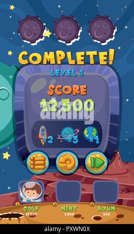 Spiel Template mit Thema Weltraum Abbildung Stock Vektor