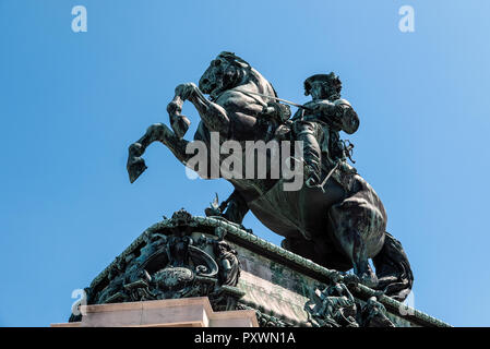 Preis Eugen von Savoyen (1663-1736) auf seinen Krieg Hengst am Heldeplatz, Hofburg beauftragt durch Kaiser Frantz Joseph und beendete 1865. Stockfoto