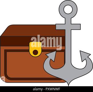 Brust Schatz, Anker nautische Ausrüstung Vector Illustration Bild Stock Vektor