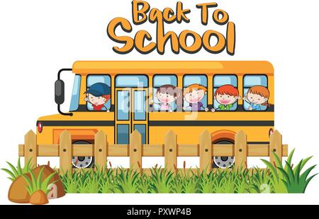 School Bus auf weißem Hintergrund Abbildung Stock Vektor