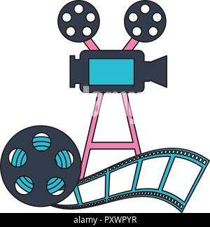 Projektor und Haspel strip cinema Film Movie Vector Illustration Stock Vektor