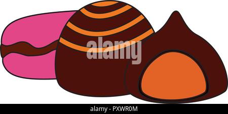 Karamell Schokolade macarons süße Nachspeise Vector Illustration Stock Vektor