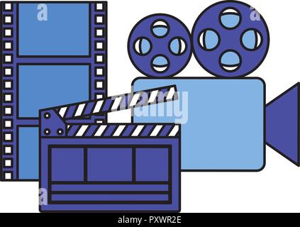 Schindeln Projektor und strip cinema Film Movie Vector Illustration Stock Vektor