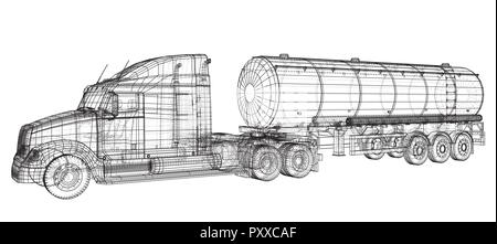 Lkw Zisterne Abbildung. Vektor. Tracing Abbildung der 3d. EPS 10 Vektor Format Stock Vektor