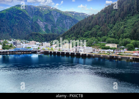 Views um Juneau Alaska, Wildnis Kapital- und Kreuzfahrtschiff Ziel Stockfoto