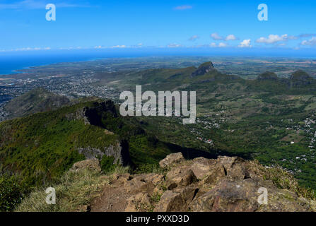 Blick vom Gipfel des Le Pouce Berg Stockfoto