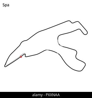 Grand Prix Rennstrecke Spa-Francorchamps. Stromkreis für den Motorsport und Autosport. Vector Illustration. Stock Vektor