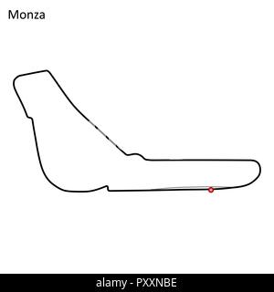 Monza Grand Prix Rennstrecke. Stromkreis für den Motorsport und Autosport. Vector Illustration. Stock Vektor