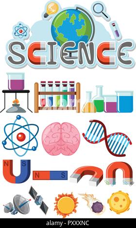 Wissenschaft Symbole auf dem weißen Hintergrund Abbildung Stock Vektor