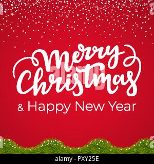 Festliche Weihnachten und Neujahr Hintergrund mit handschriftlichen Typ Stock Vektor