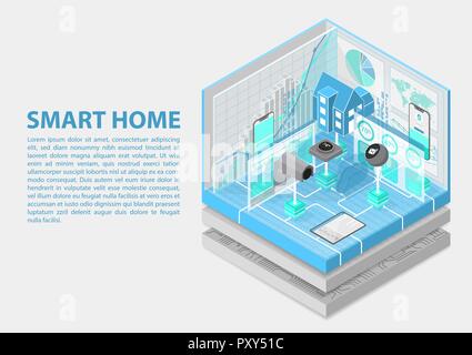 Smart Home isometrische Vector Illustration. Abstrakten 3D Infografik für Home Automation Verwandte Themen Stock Vektor