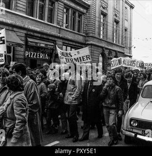 Verteidiger der konfessionellen Schule Protest gegen angebliche Govermental reform, Lyon, Frankreich Stockfoto