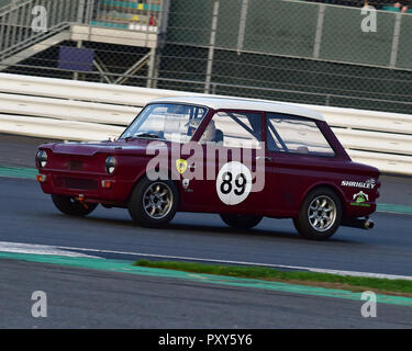 Adrian Oliver, Hillman Imp, HSCC, HRSR, historische Tourenwagen, Silverstone Endrunden historisches Rennen treffen, Silverstone, Oktober 2018, Autos, klassische Raci Stockfoto