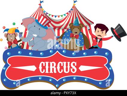 Ein Zirkus Banner auf weißem Hintergrund Abbildung Stock Vektor