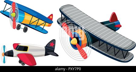 Drei Flugzeuge auf weißem Hintergrund Abbildung Stock Vektor