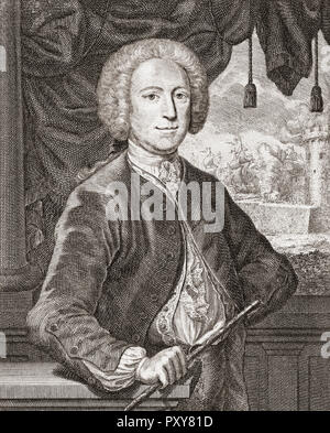 George Anson, 1. Baron Anson, 1697-1762. Britischer Admiral und wohlhabenden Aristokraten für seine circumnavigatiion der Welt festgestellt. Stockfoto