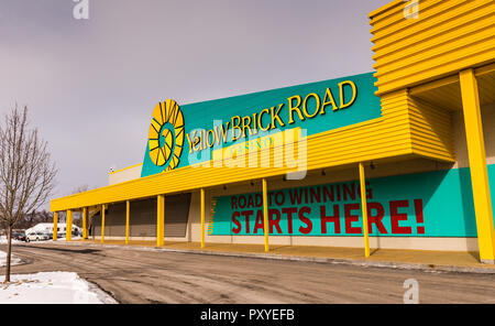 Die Außenfassade des Yellow Brick Road Casino entwickelt, "Der Zauberer von Oz' Film in Chittenango, New York feiern. Stockfoto