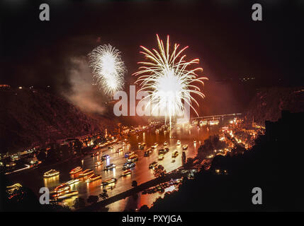 Rhein in Flammen, Feuerwerk, Rheinland-Pfalz, Deutschland Stockfoto