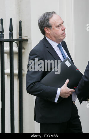 London, Großbritannien. 24 Okt, 2018. Nigel Dodds (R), der stellvertretende Chef der unionistische DUP Democratic Unionist Party, kommt in der Downing Street für ein Treffen mit dem Ministerpräsidenten Theresa können die laufenden Verhandlungen Brexit Credit: Amer ghazzal/Alamy Leben Nachrichten zu diskutieren Stockfoto