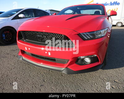 Ford Mustang 5.0 Liter Liter 2015 Modell Jahr in Donnington Park Rennstrecke an der RS Owners Club nationaler Tag gezeigt - Vorderansicht Stockfoto