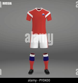 Fußball-Kit von Russland 2018, t-shirt Vorlage für Soccer Jersey. Vector Illustration Stock Vektor