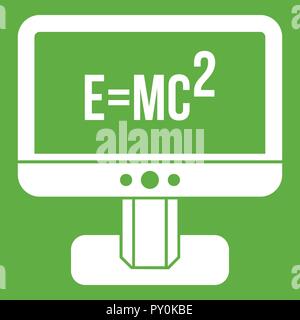 Monitor mit Einsteins Formel Symbol grün Stock Vektor