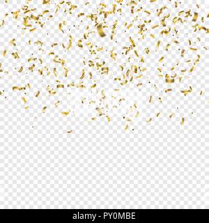 Golden Konfetti. Vektor festliche Abbildung: Fallende glänzend Konfetti glitzert. Urlaub dekorative Lametta Stock Vektor