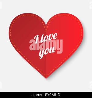 Rotes Papier herzen Valentinstag Karte mit Ich liebe dich Text Stock Vektor