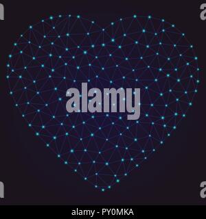 Abstrakte polygonale Herz mit leuchtenden Punkte und Linien. Stock Vektor