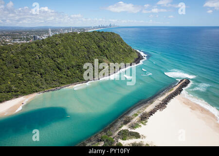 Luftaufnahme von tallebudgera Creek, Gold Coast, Queensland, Australien Stockfoto