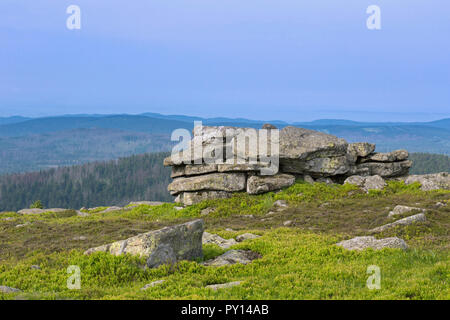 Hexenaltar/Hexen Altar, Felsbrocken auf dem Berg Brocken, Nationalpark Harz, Sachsen-Anhalt, Deutschland Stockfoto