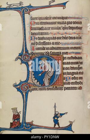 Bute Master (franko-flämischen, aktiv 1260 - 1290) - Initial D - David, der auf seinen Mund Stockfoto