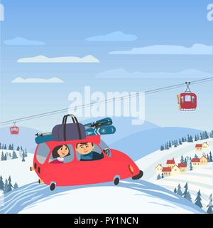 Familie Winterurlaub Stock Vektor