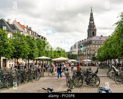 Hojbro Plads, Town Square im Zentrum von Kopenhagen gesehen auf bewölkten Tag, Kopenhagen, Dänemark Stockfoto