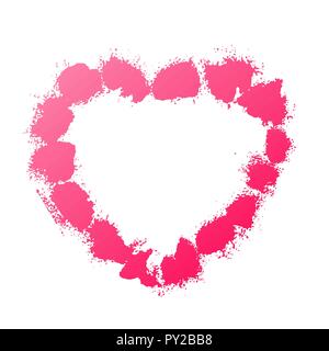 Splash Flecken Textur Herz. Rosa abstrakte spray Rahmen. Vector Illustration. Stock Vektor